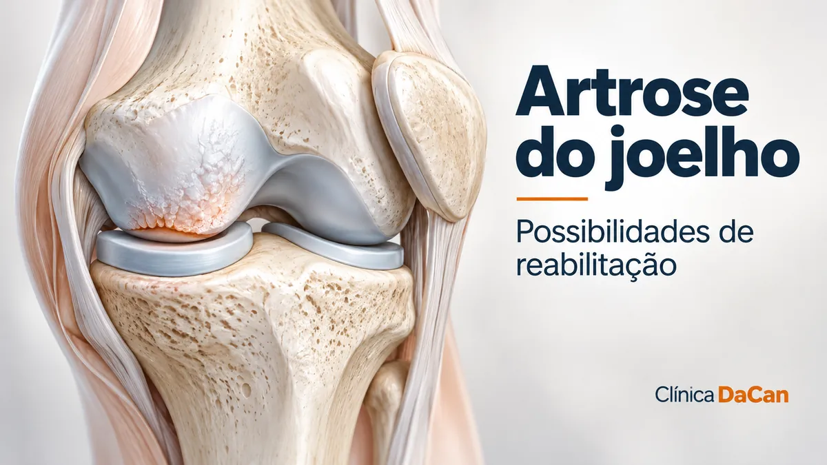 Capa ilustrativa do artigo: Artrose do joelho: sintomas, tratamento, exercícios e cuidados no dia a dia