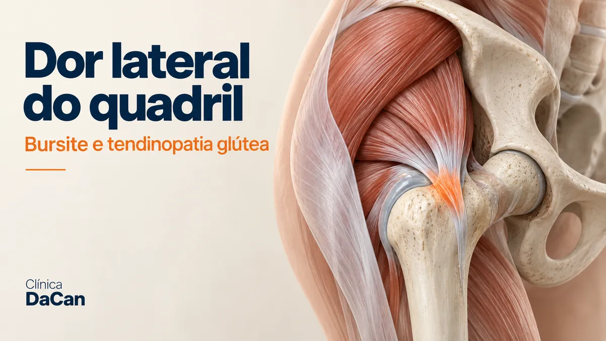 Capa ilustrativa do artigo: Dor na lateral do quadril: bursite, tendinopatia glútea e como tratar